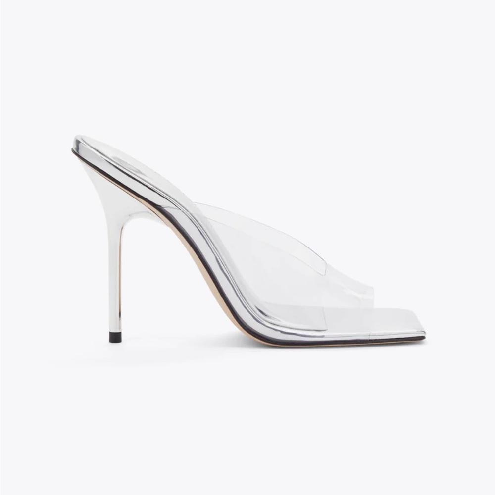 Good American CLEARLY GOOD MULE l GLASS002, Size 6, Square Toe, Stiletto Heel